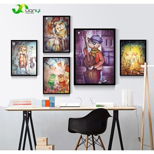1 Piece Poster Print Modern Nordic Cartoon Painting Home Decor Wall Pictures For Kids Room Nordic Cartoon Canvas Art Unframed