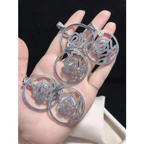 1pc Silver plated Cz micro Round pendant