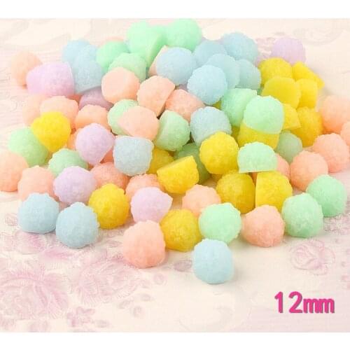 10pcs 12mm Mix Simulation of small cotton candy charms DIY resin craft cream mobile phone shell material childrens ink fittings