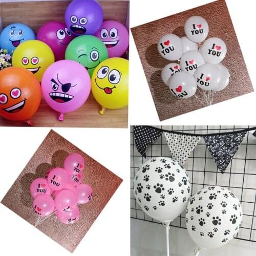 10pcs/lot 12Inch Funny Big Eyes Smiley Face Latex Paws Point Dog Balloons Wedding Confession Anniversary Decoration Globos