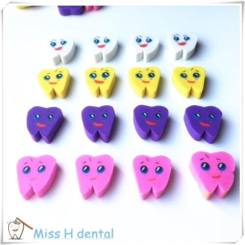 100pcs/bag Molar Shaped Tooth Rubber Erasers Dentist Dental Clinic Gift