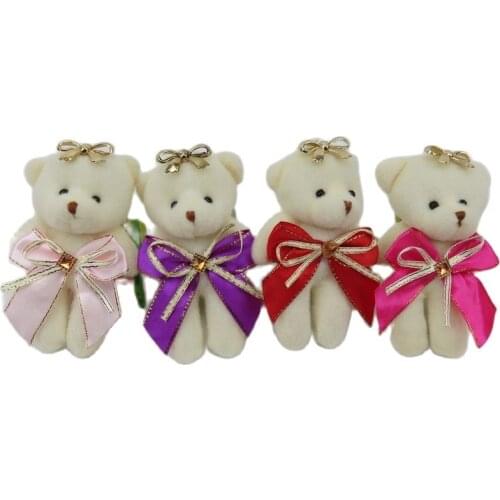 12CM 12pcs PP Cotton Teddy Bear Plush Toys Small Pendant Key Chains Stuffed Animals Christmas Gifts Flower Bouquets Bear