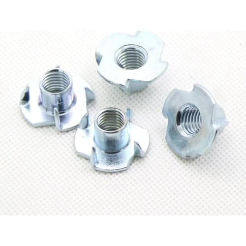 20pcs M4 M5 M6 M8 M10 M12 Zinc Plated Four Claws Nut Speaker Nut T-nut Blind Pronged Inser Tee Nut Furniture Hardware