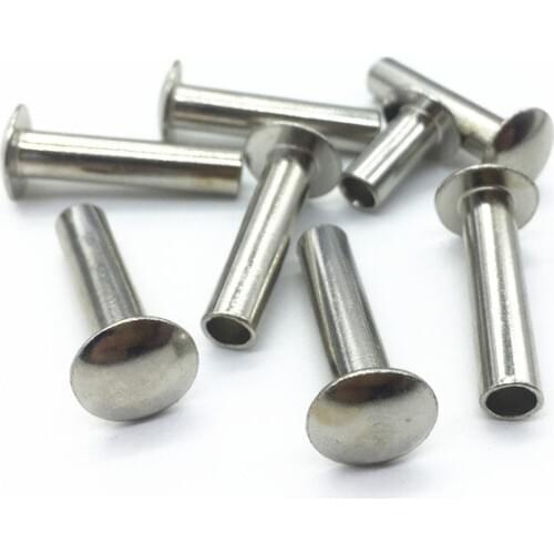 20pcs M5 nickel plated big flat head rivets oblate headed semi hollow rivet tap hit rivetings knock riveting 28mm-26mm long