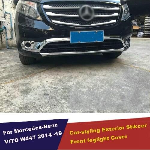 UBLUEE Accessories For Mercedes Benz Vito W447 2017 2019 Car front fog light lamp frame bumper ABS Chrome cover trim sticker