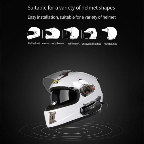 Kebidu Motorcycle Bluetooth Helmet Headsets Intercom for 2 Riders Bt Wireless 100M Intercomunicador Motorbike Interphone Music