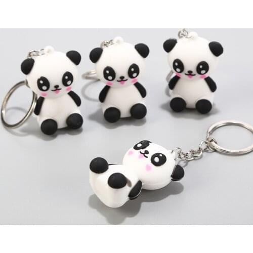 10 Pcs Creative cute cartoon keychain Metal jewelry Animal Panda Keychain Girls bag ornaments accessories gift