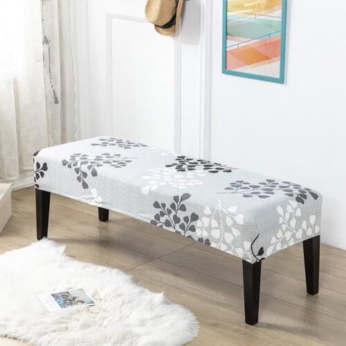 Leaves Printed Bench Cover Stretch Spandex Piano Stool Covers Rectangle Hotel Bed Long Stool Cover Bench Protector Slipcovers