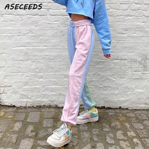 High waist sweatpants women korean style punk joggers women sweat pants vintage streetwear baggy pants colorful pants hip hop