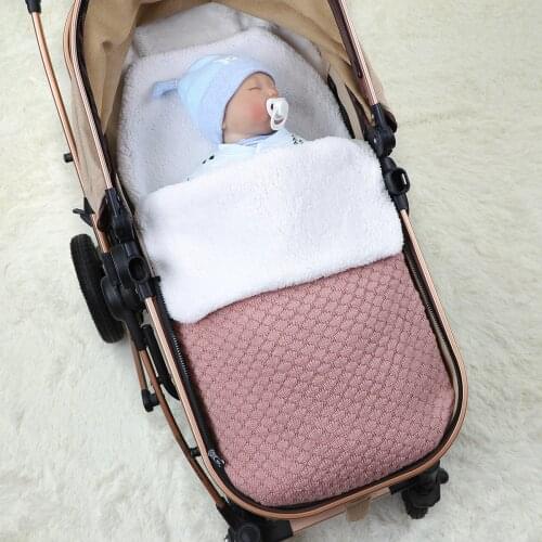 Baby Sleeping Bags Envelopes Fashion Solid Knitted Newborn Infant Unisex Swaddle Wrap Sleep Sack Footmuff for Stroller Zipper Up