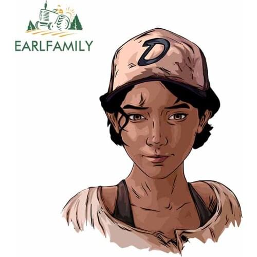 EARLFAMILY 13cm For Clementine The Walking Dead Car Windows Stickers Personality Creative Decal Bumper Decoration