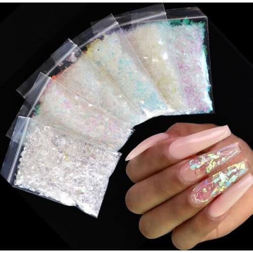 10g/bag Holographic AB Nail Glitter Flakes Sparkly 3D Irregular Colorful Sequins Spangles Polish Manicure Nails Art Decorations