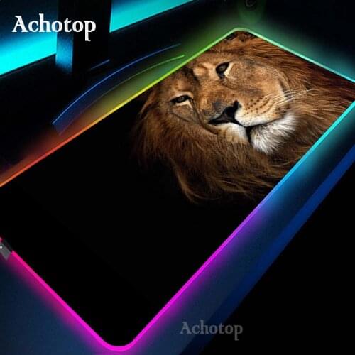 Lion animal Extra Large LED Light Gaming Mouse Pad RGB Overlock Natural Rubber Gaming Mouse Mat PC Gamer Desk Mat with Backlit