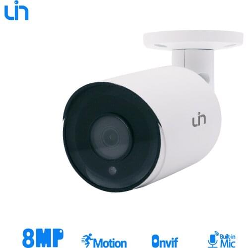 UIN 8MP IP Camera Outdoor H.265 Onvif Bullet CCTV Camera Night Vision IR POE Video Built-in Mic Surveillance Camera IPC-D880W-S