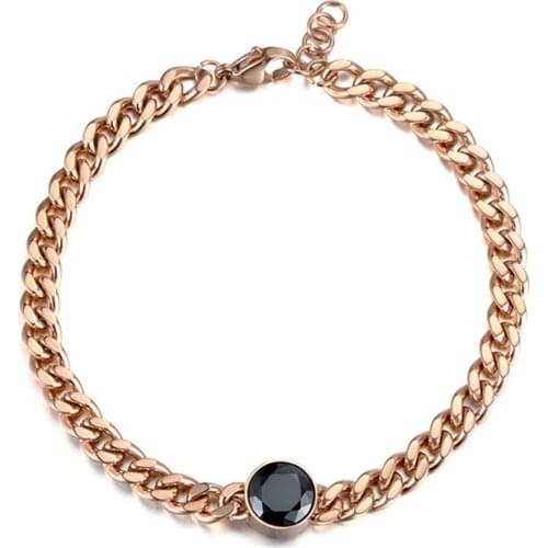 Classic 9mm White Cubic Zirconia Bracelets Bangle For Women Men Gold Color Stainless Steel Link Chain Bracelet B18022R