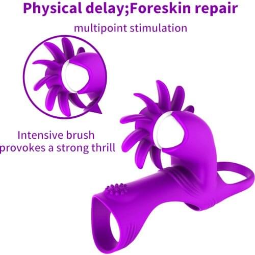 Three Lock Rotating Brush Male Chastity Device Penis Rings Delay Ejaculation Cock Rings Sex Toys for Couples Adult Sex Products