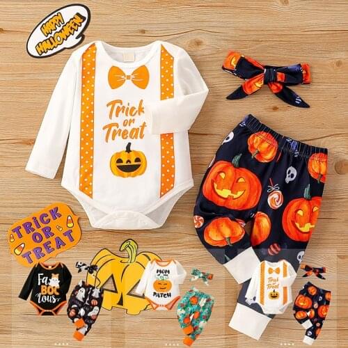 Baby Set Halloween Costumes Fun Pumpkin Clothing Sets Gentleman Long-sleeved Shirt Trousers Baby Clothes Gifts For 0-12 M