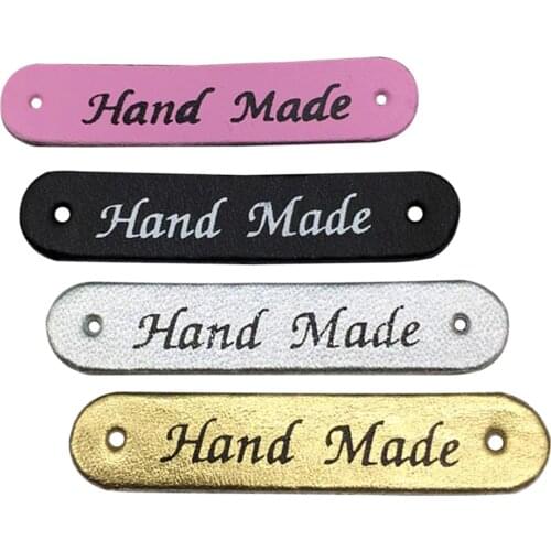 60Pcs/Lot Hand Made Leather Labels For Hat Sewing Leather Handmade Tags For Clothing Bag Patch Leather Craft Accessories