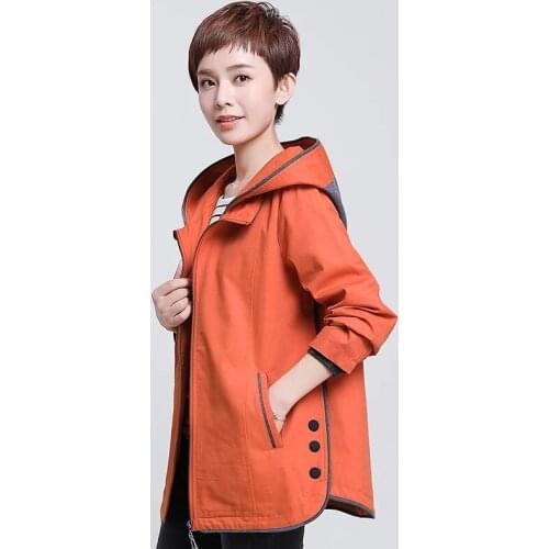 2021New Spring Autumn Ladies Jackets Zipper Pocket Casual Womens Coat Outwear Hooded Short Windbreaker Female Plus Size 5XL