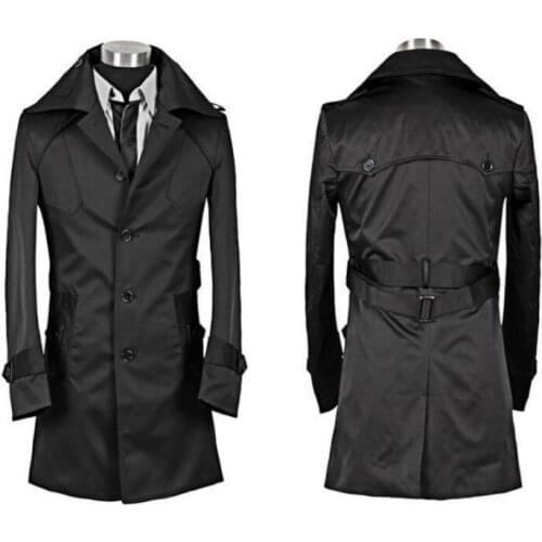 Mens trench coats black man single-breasted coat men clothes slim overcoat long sleeve spring autumn big size S - 9XL
