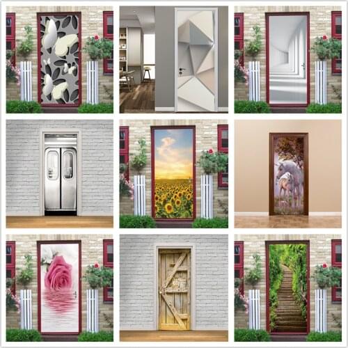 3D Butterfly Wallpaper for Door Vinyl Adhesive Waterproof Poster Wall Decals Home Design Stickers on the Doors Room Decoration