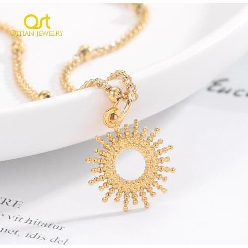 Necklace For Women With Sunshine Stainless Steel Necklace Chain Fashion Pendants Sun Necklace For Girlfriend Women Jewelry Gift
