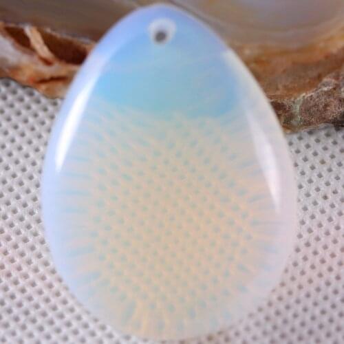 Gem Pendant Natural Stone Water Drop Bead White Opal Necklace Pendant for Women Jewelry Gift 1Pcs K213