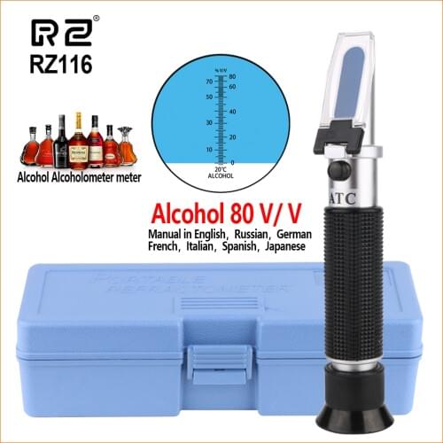 RZ Refractometer Alcohol Portable Auto Digital Wine Refractometer 0-80 Glycol Handheld Atc Brix Refractometer Beer Box RZ116