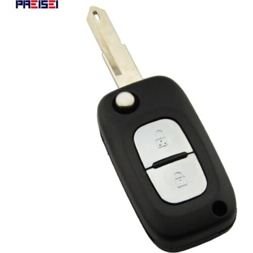 PREISEI 10pieces/lot No Logo 2 Buttons Car Flip Remote Key Covers FOR Renault Clio Logan Key Replace NE73 Blade