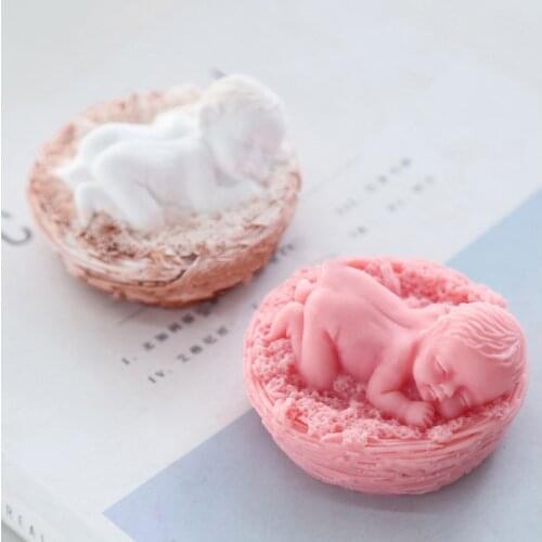 Sleeping Baby Candle Silicone Mold 3D Baby Plaster Gypsum Molds For Car Decoration DIY Candle Soap Mould
