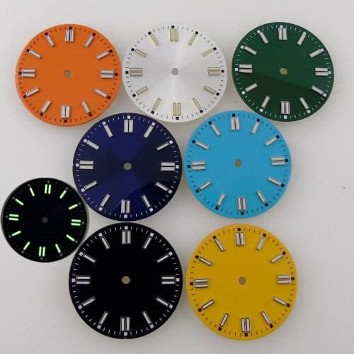29mm Green Lume Sterile Watch Dial For ETA 2824 2836 Miyota 8215 821A 8205 DG2813 Blue/Green/Yellow/White/Black/Orange Color