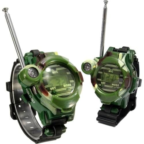 [Funny] 2Pcs/set Outdoor walkie camouflage interphone watch toy family play game electric intercom strong range clock toy gift