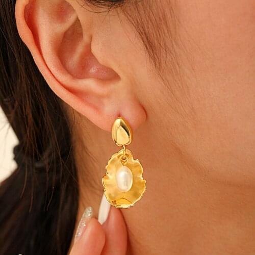 Vintage Luxury Baroque Natural Pearl Earrings For Women Elegant Metal Irregular 925 Silver Needle Ear Studs Banquet Jewelry