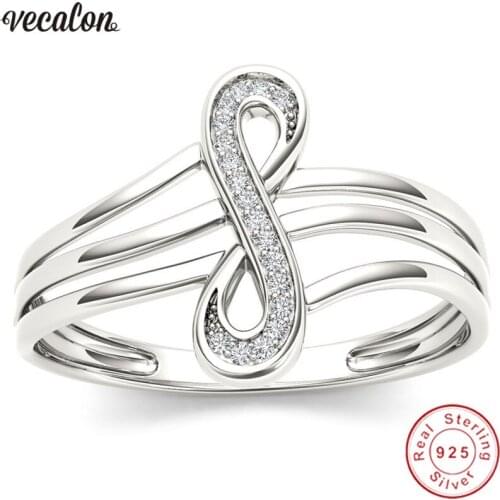 Vecalon musical not Real Soild 925 Sterling Silver Promise ring cross Engagement wedding Band rings for women men Finger jewelry