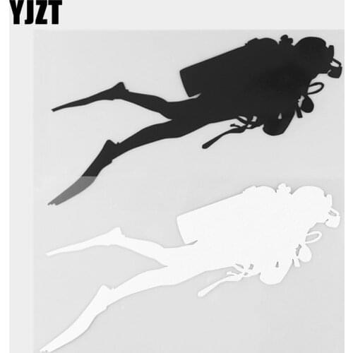 YJZT 17.1×9.8CM Vinyl Decal Car Sticker Diver Athlete Body Shape Pattern Black/Silver 20A-0259