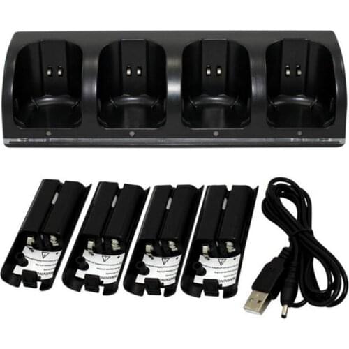 Charging Dock Charging Station Charger with 4pcs 2800mAh Batteries for Wii remote controllers 4 in 1 charger station dock