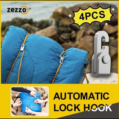Zezzo® Automatic Lock Hook 4Pcs/Pack Magic Mini Knot-free Hooks for Camping Gardening Boating Fishing Practical Tools