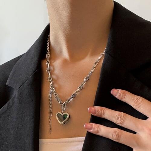 Ingemark Kpop Stainless Steel Harajuku Heart Choker Necklaces For Women Collar Goth Statement Chain Necklace Aesthetic Jewellery