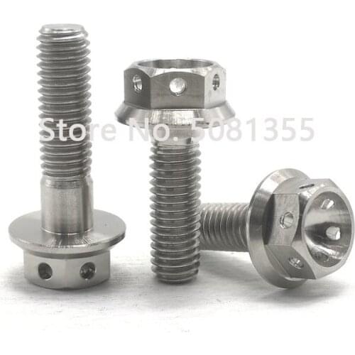 1Pcs Ti M10 X 20-90mm Pitch1.25mm Motorcycle Modification Disc Brake Bolt Titanium Bolt Hexagon Flange Head Screws Ti Fastener