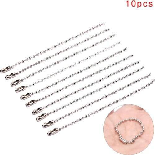 10Pcs 3.5" Long 0.09" Bead Dia Connector Clasp Ball Chain Keychain DIY