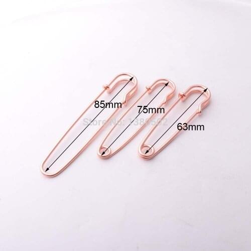 10pcs 85/75/63mm large Rose gold Color Fashion Decoration for women metal Safety pins Garment Brooch