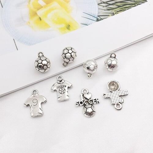 10Pcs Sports Charms Soccer Pendants DIY Jewelry Making Alloy Findings Accessory For Necklaces Earrings