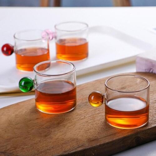 120ml Useful Tea Cup Small Capacity Unique Design Glass Ball Handle Nordic Style Home Coffee Cup for Home