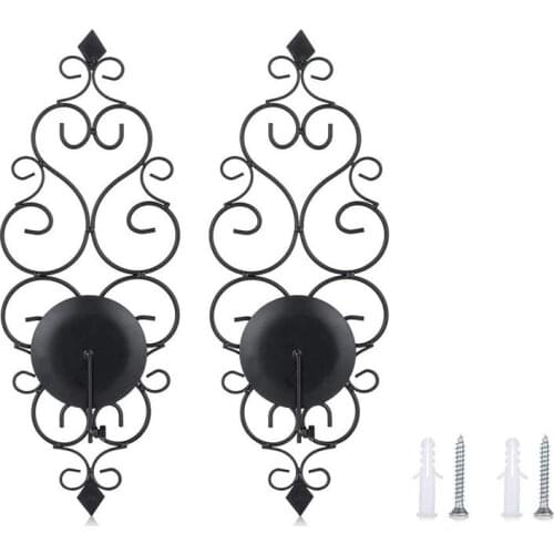 2Pcs Iron Wall Candle Sconce Holder Set of Candle , Wall Sconces Decor for Bedroom Dining Room