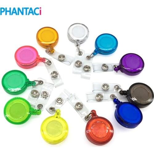 20 pcs/lot Retractable Ski Pass ID Card Badge Holder Reel Pull Key Name Tag Card Holder Recoil Reel For School Office Company