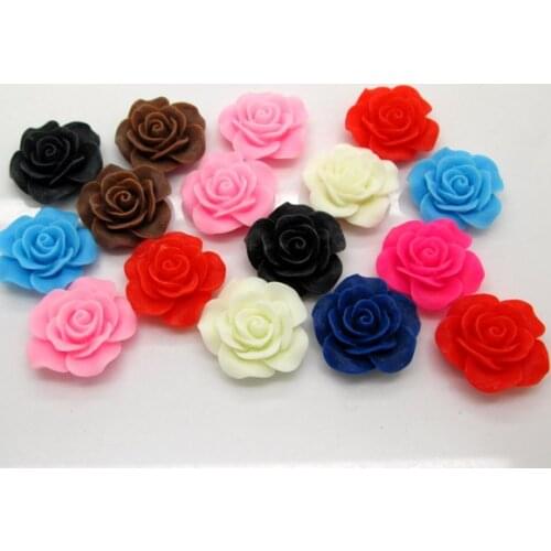 50Pcs Mixed Resin Rose Flower Beads Decoration Crafts Flatback Cabochon Scrapbooking Fit Phone Embellishments Diy Accessories