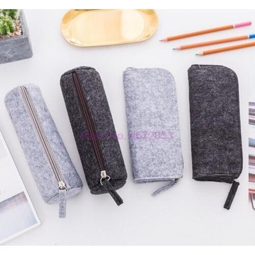 500pcs/lot Felt pencil bag fabric pencil case School Office Supplies Stationery Pouch Purse Storage Cute Makeup Bags Pencil Box