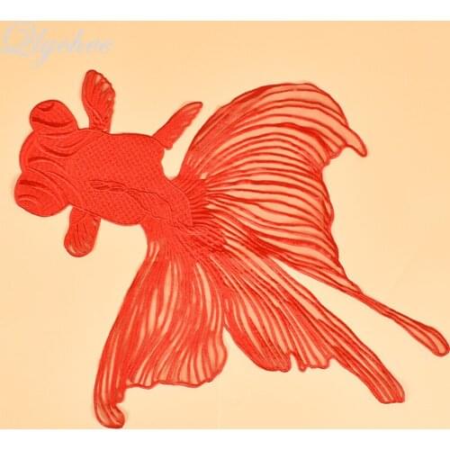 61.5*52cm Big Size Animals Goldfish Embroidery Patch DIY Sewing On Clothes Bag Home Decoration Cloth Applique