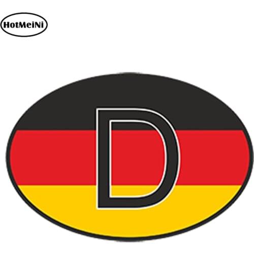 HotMeiNi 13 x9.1cm Car Styling D Germany Country Code Oval With German Flag Car Sticker Helmet Waterproof Bumper Accessories
