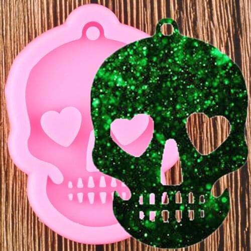 Shiny Ghost Head Skull Silicone Keychains Mold Key Chain Pendant Clay DIY Jewelry Making Epoxy Resin Moulds
